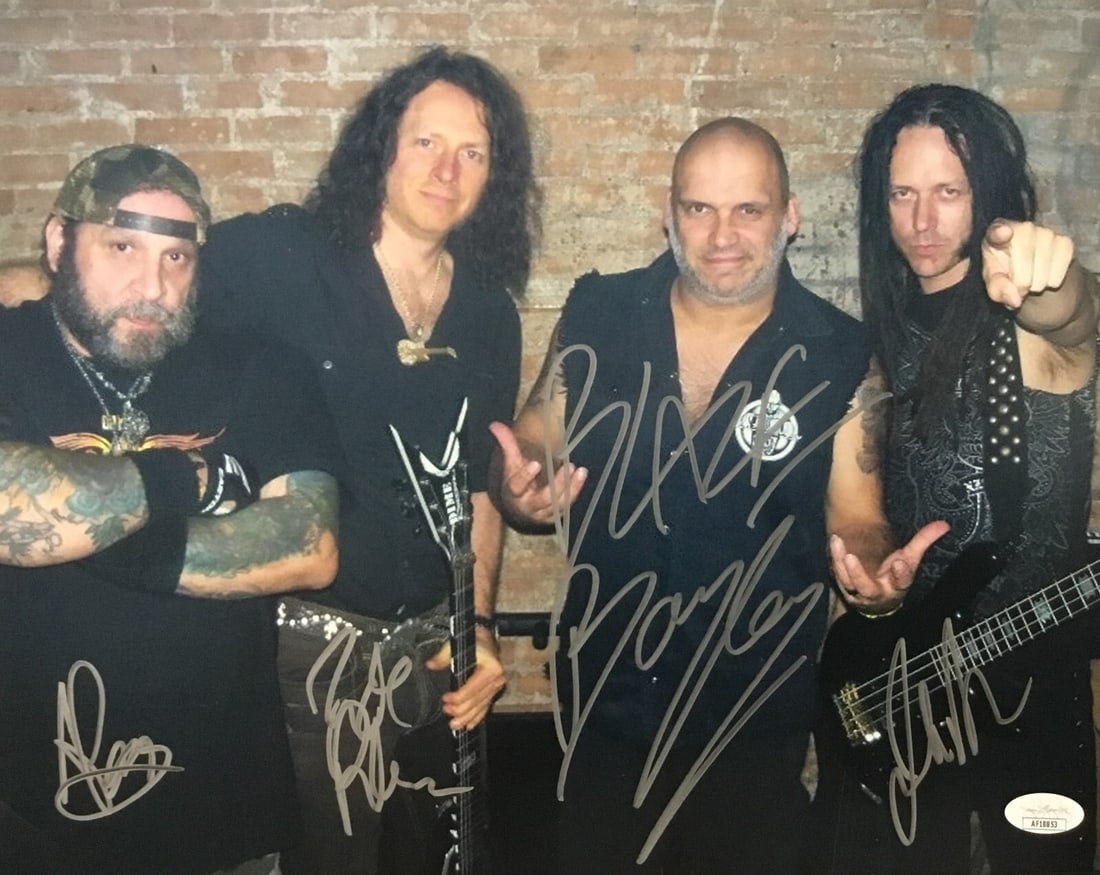 The Foundry Signed Photograph Custom Framed JSA Authenticated: The Foundry Signed Photograph Custom Framed JSA Authenticated This is an original signed photograph featuring The Foundry, including the autographs of Blaze Bayley, John Moyer, AJ Pero, and Rick Plest