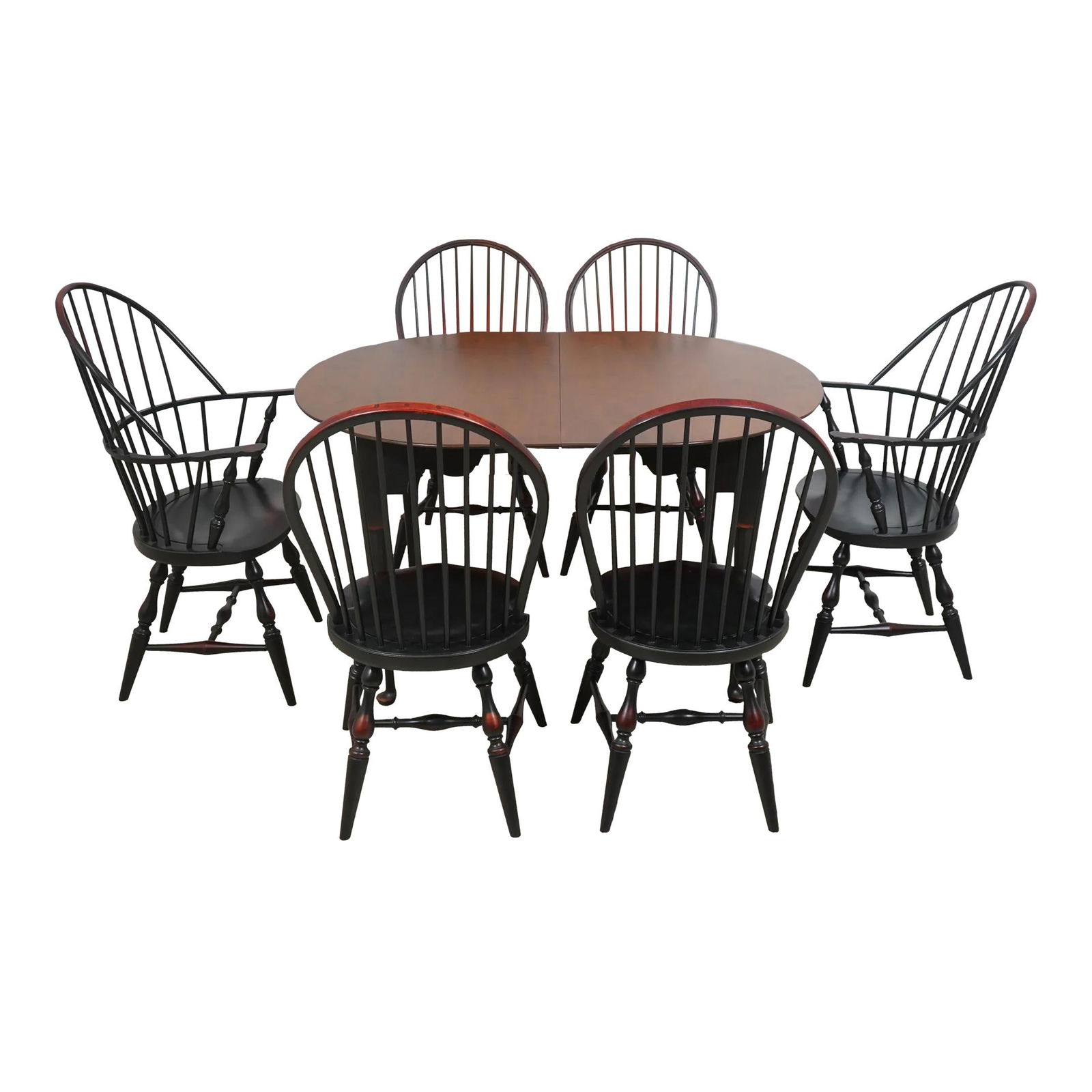 Tiger Maple Dining Table with 6 Chairs Black Finish Set (1 of 10)