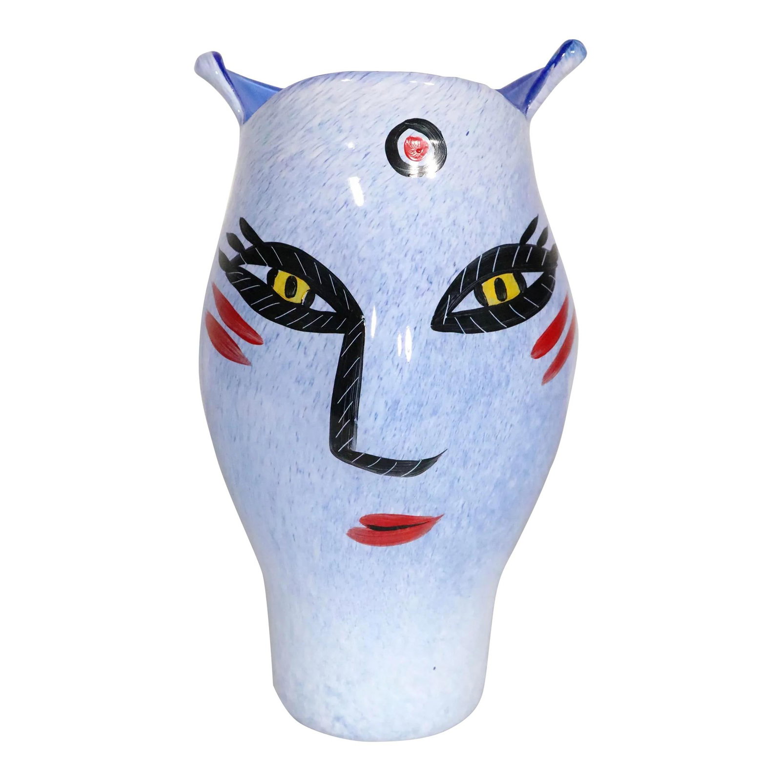 Kosta Boda Hydman Vallien Open Minds Art Glass Vase 1986: Kosta Boda Hydman Vallien Open Minds Art Glass Vase 1986 This striking Kosta Boda Hydman Vallien 'Open Minds' head vase is a unique piece crafted in Sweden during the 1980s. Featuring a clean and pris