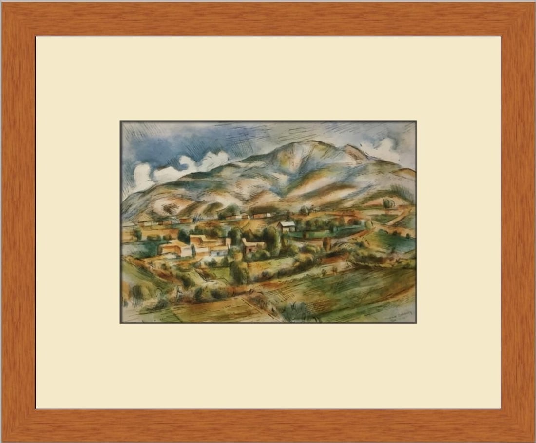 Andrew Dasburg Taos Custom Framed Lithograph Print 11 x 13: Andrew Dasburg Taos Custom Framed Lithograph Print 11 x 13 This stunning custom framed print titled "Taos" by artist Andrew Dasburg captures the essence of the Taos region in a beautiful realism style