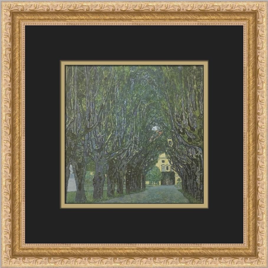 Gustav Klimt Avenue in Schloss Kammer Park Framed Print 13x13: Gustav Klimt Avenue in Schloss Kammer Park Framed Print 13x13 This exquisite custom framed print features Gustav Klimt's renowned work, "Avenue in Schloss Kammer Park," showcasing his signature figura