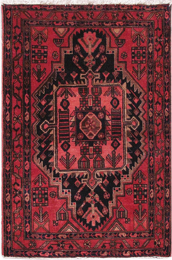 3.5 x 5 Hand Knotted Hamadan Tribal Rug Iran Wool Geometric Design (1 of 6)
