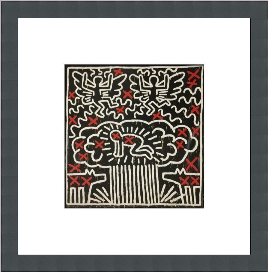 Keith Haring Untitled Custom Framed Pop Art Print 12 x 12: Keith Haring Untitled Custom Framed Pop Art Print 12 x 12 This vibrant Keith Haring print, titled "Untitled," captures the essence of Pop Art and features a fantasy theme. Produced in 1995, this mediu
