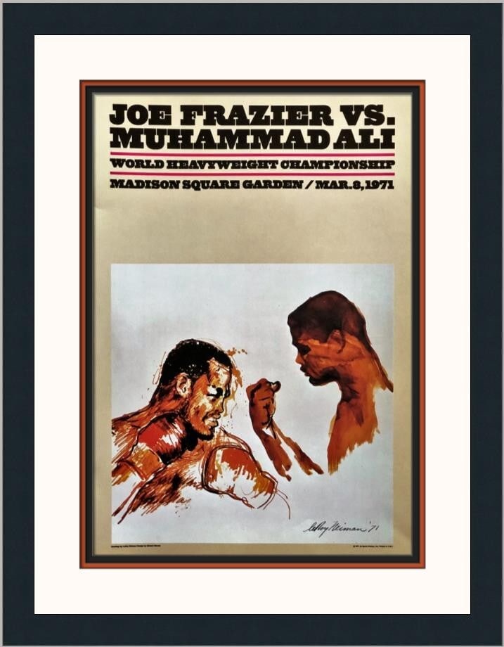 LeRoy Neiman Ali-Frazier 1971 MSG Boxing Fight Custom Framed Print: LeRoy Neiman Ali-Frazier 1971 MSG Boxing Fight Custom Framed Print Celebrate the iconic boxing match between Muhammad Ali and Joe Frazier with this stunning custom framed print. Created by renowned ar