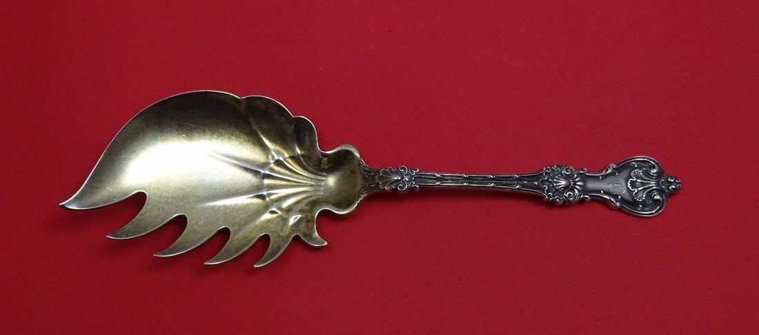 Whiting King Edward Sterling Silver Macaroni Server 10 1/2 with Gold Wash (1 of 1)