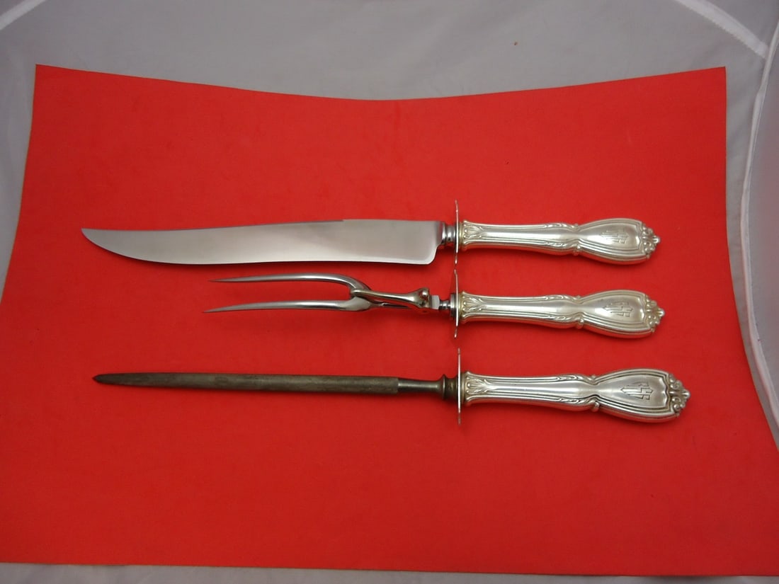 Durgin Wellington Sterling Silver 3pc Roast Carving Set Monogrammed (1 of 1)