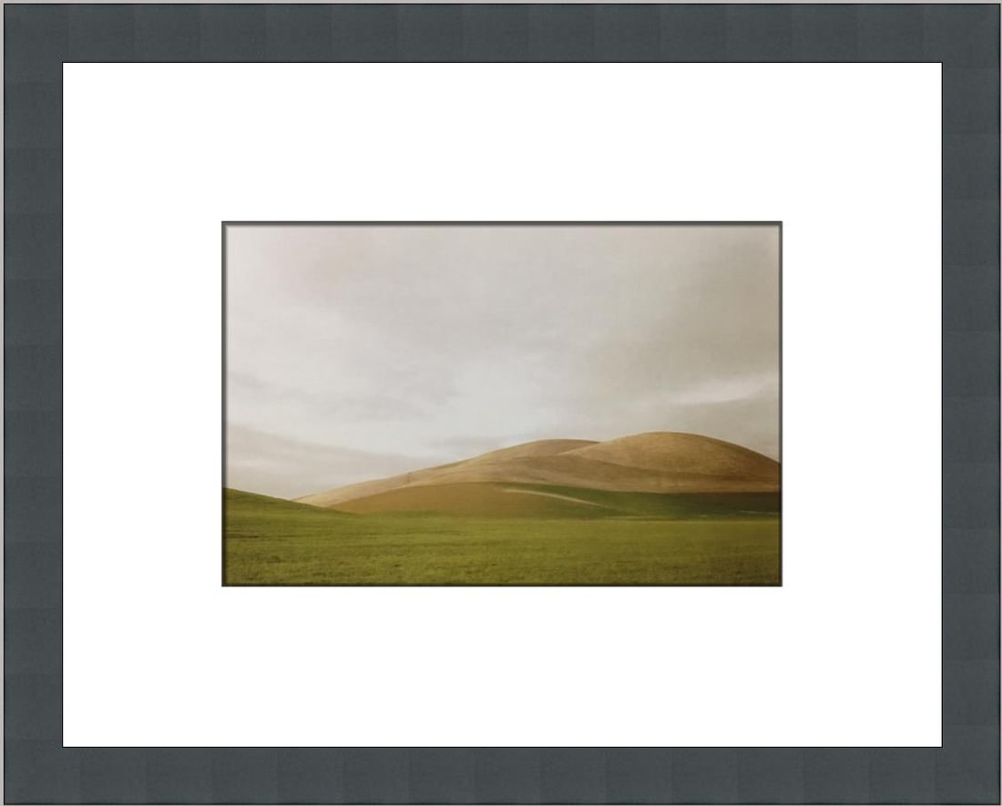 Ansel Adams Green Hills Evening Custom Framed Lithograph Print: Ansel Adams Green Hills Evening Custom Framed Lithograph Print This exquisite custom framed print titled 'Green Hills Evening Gilroy CA' by renowned artist Ansel Adams captures the serene beauty of na