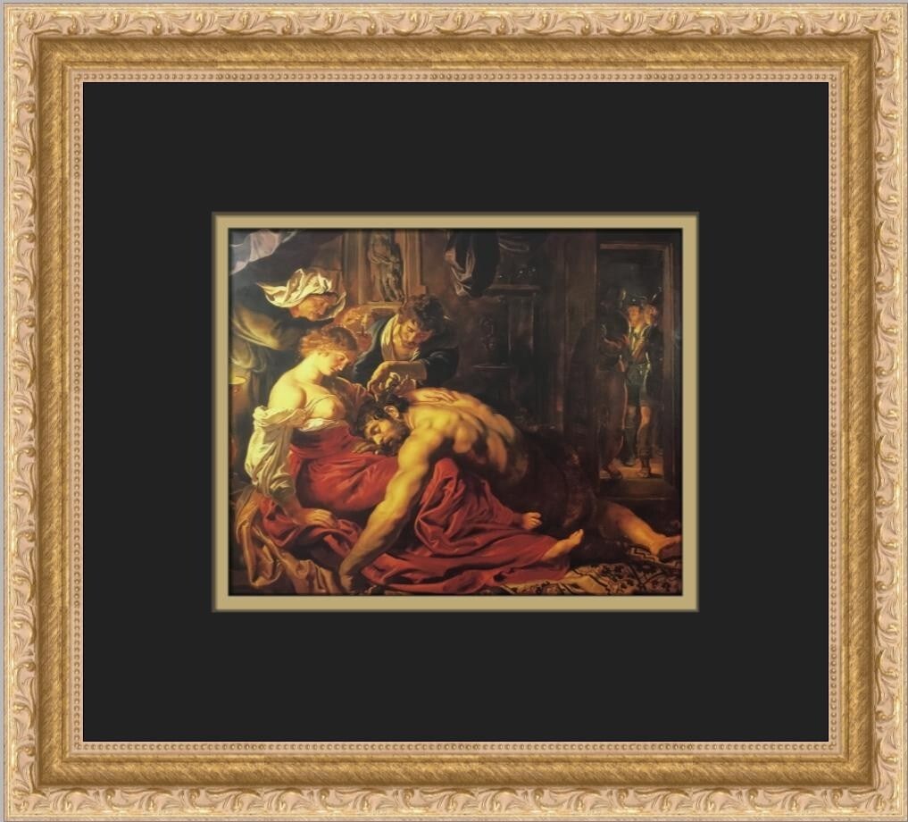 Custom Framed Print of Samson and Delilah by Rubens: Custom Framed Print of Samson and Delilah by Rubens This exquisite custom framed print features the iconic artwork "Samson and Delilah" by Sir Peter Paul Rubens. The piece showcases the artist's maste
