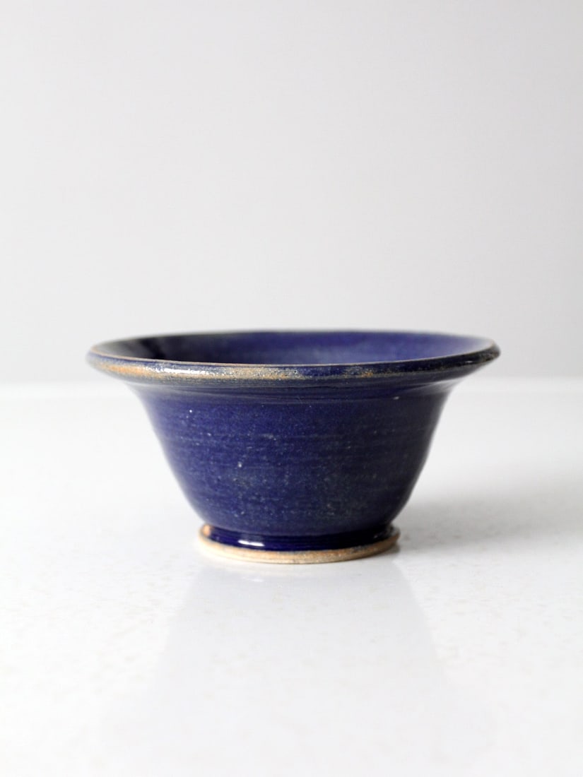 Handmade Deep Blue Glazed Studio Pottery Bowl Rounded Form (1 of 8)