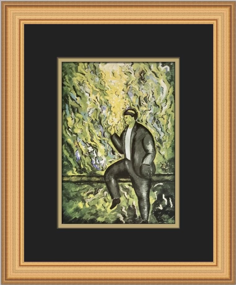 Sandro Chia The Incendiary Custom Framed Art Print 1988: Sandro Chia The Incendiary Custom Framed Art Print 1988 This captivating print titled "The Incendiary" by renowned artist Sandro Chia is a stunning example of contemporary expressionism. Produced in 1