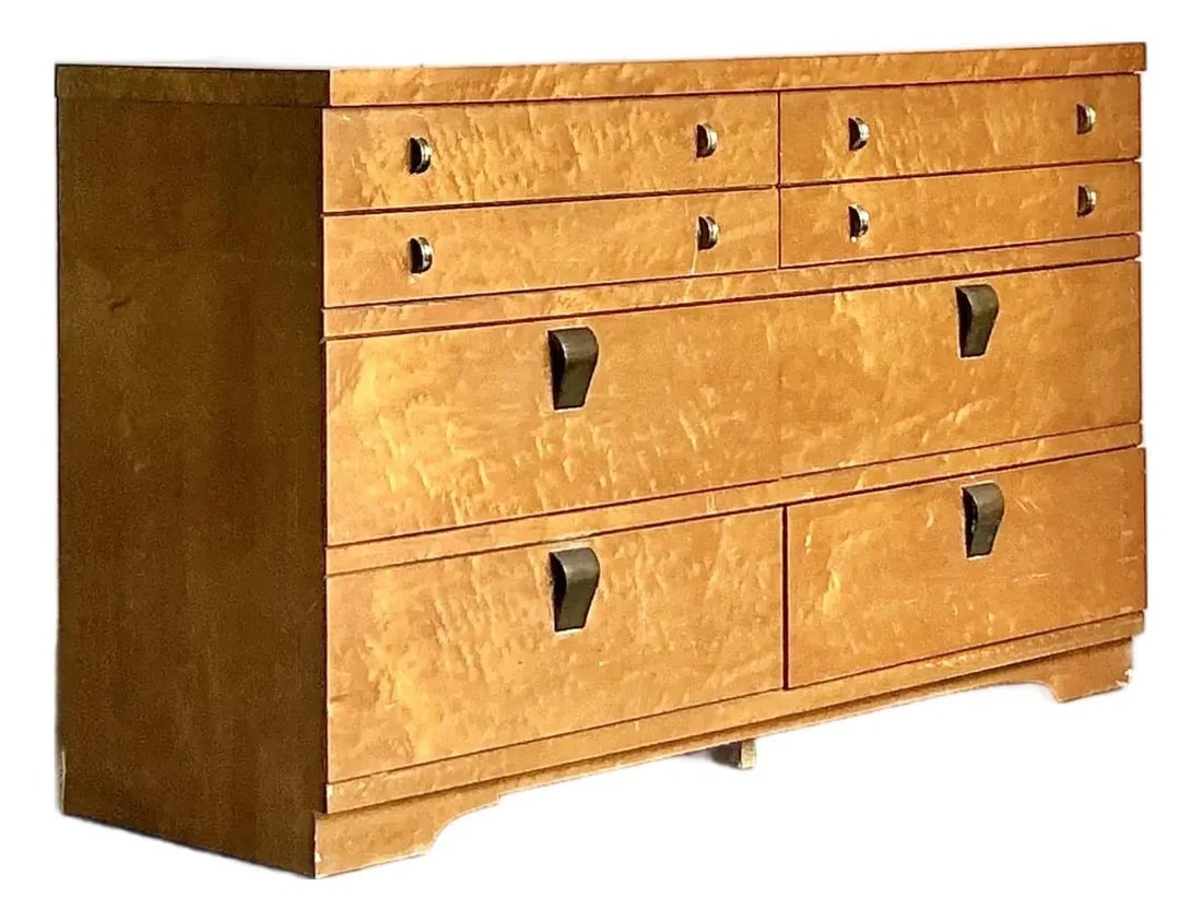 Nine Drawer Burlwood Dresser by United Furniture Mid Century Modern Style (1 of 8)