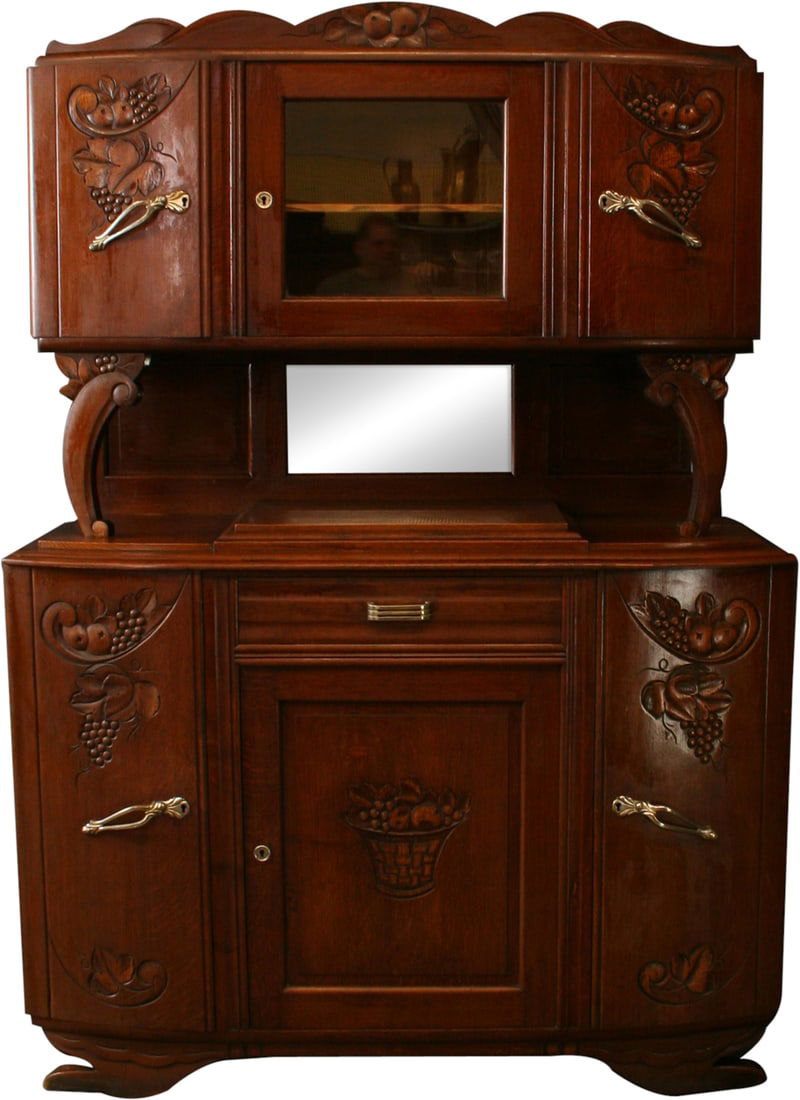 Vintage French Oak Buffet Art Deco Style with Grape Carvings (1 of 18)