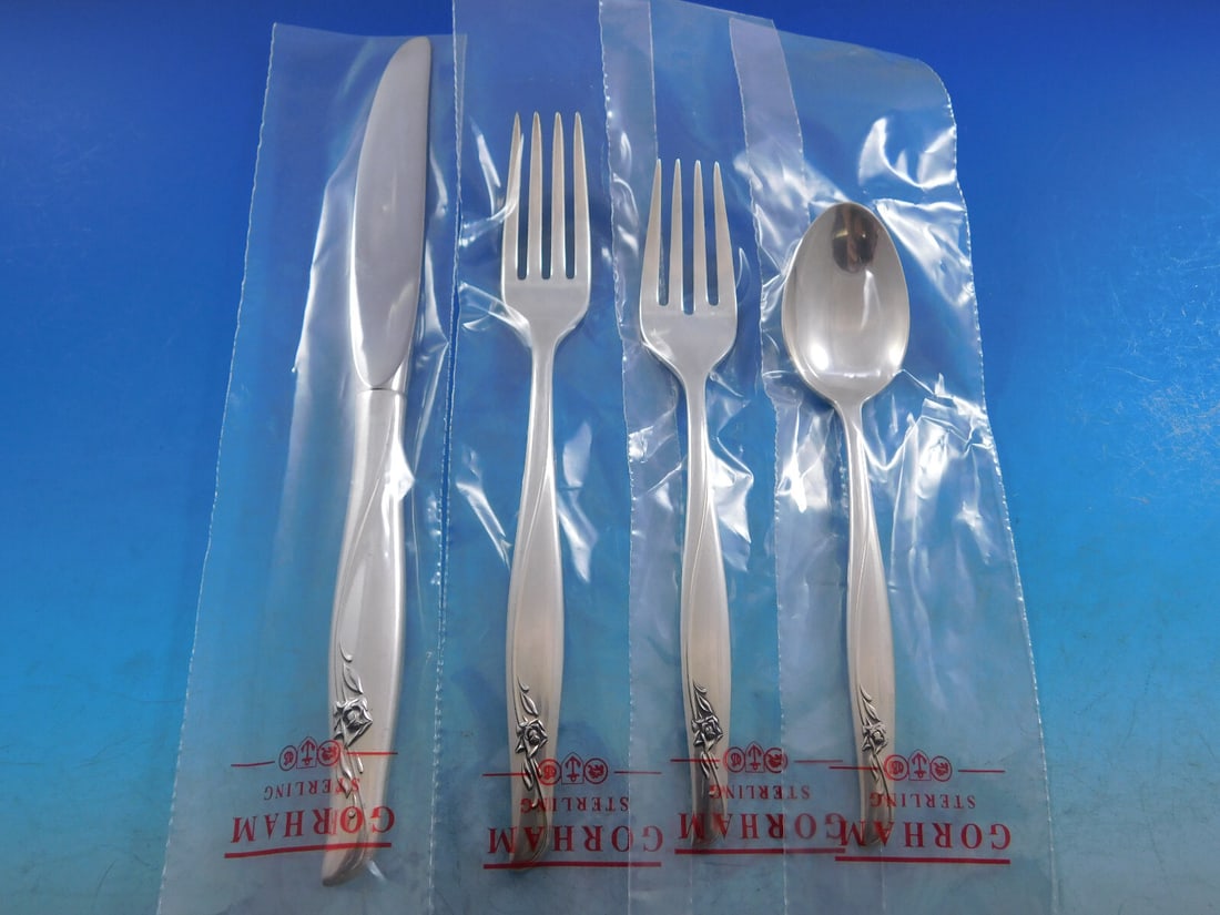 Gorham Sea Rose Sterling Silver Flatware Set 27 Pieces Modern Design (1 of 7)