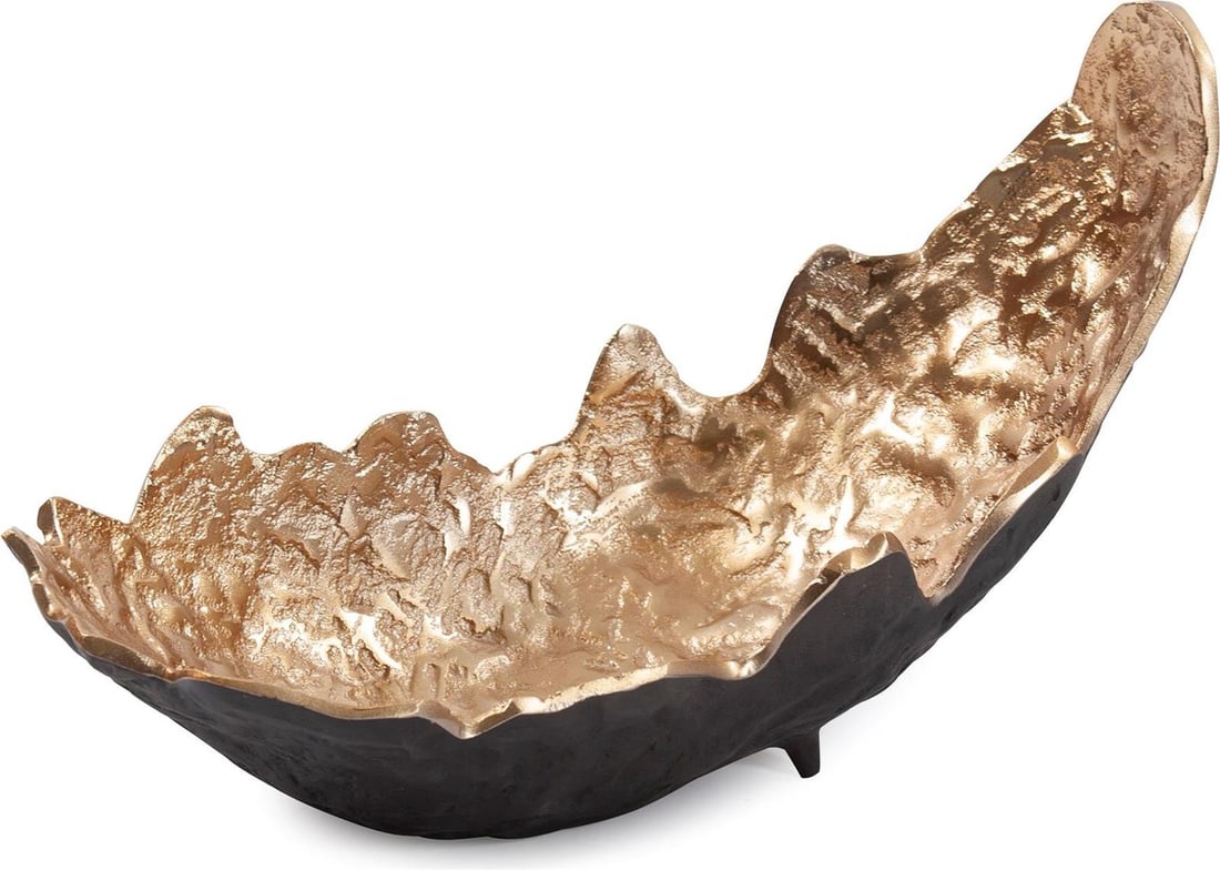 Howard Elliott Unique Ebony Gold Decorative Tray 8.75H 15.50W 7.50D: Howard Elliott Unique Ebony Gold Decorative Tray 8.75H 15.50W 7.50D Enhance your decor with this exquisite decorative tray featuring a unique cracked edge ebony design and a stunning gold interior. Cr