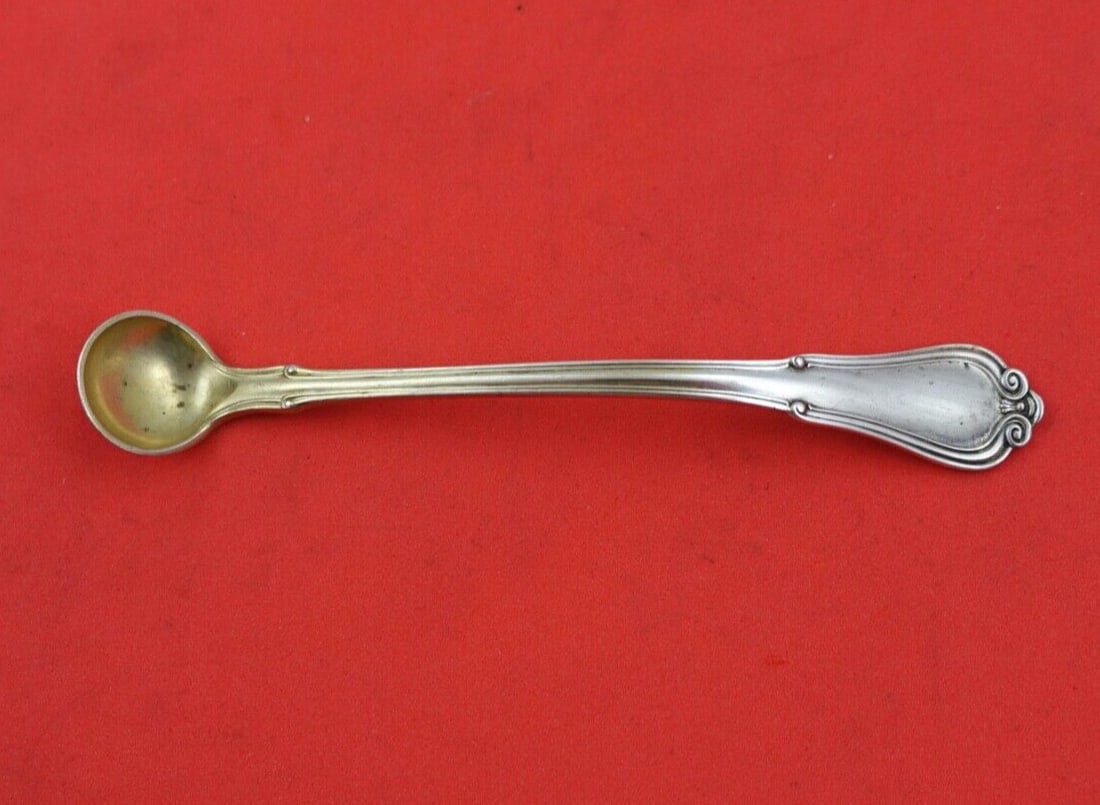 Gorham Villa Norfolk Sterling Silver Mustard Ladle Gold Washed 4 3/8" (1 of 2)