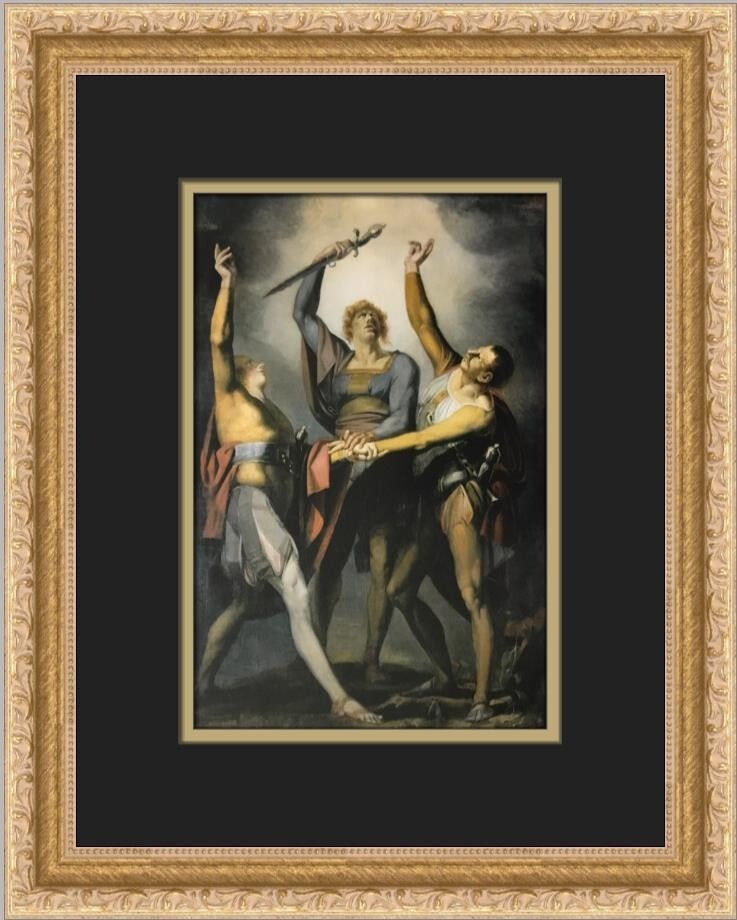 Henry Fuseli The Oath of the First Confederates Custom Framed Art Print: Henry Fuseli The Oath of the First Confederates Custom Framed Art Print This stunning custom framed print features Henry Fuseli's renowned artwork, "The Oath of the First Confederates." Measuring 14 i
