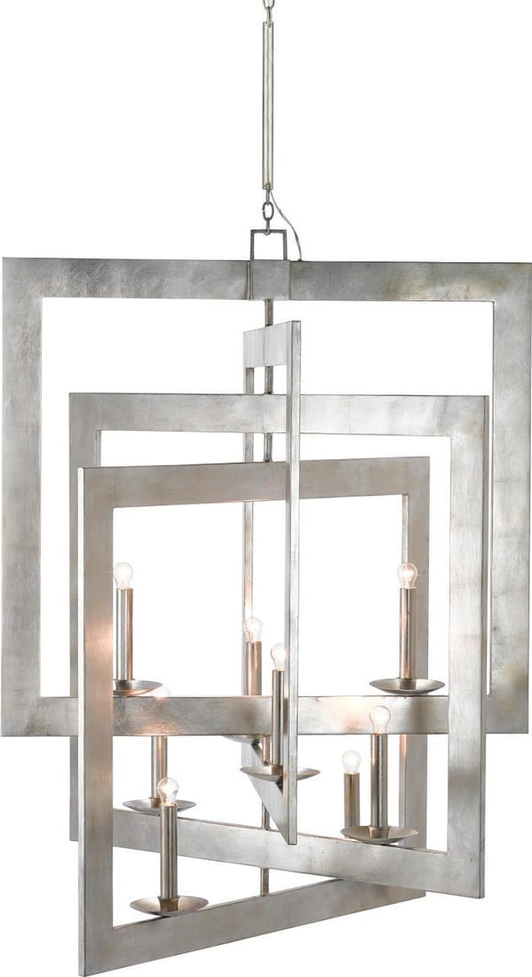 Currey Middleton 8-Light Wrought Iron Chandelier in Silver Leaf: Currey Middleton 8-Light Wrought Iron Chandelier in Silver Leaf Illuminate your space with this luxurious wrought iron chandelier featuring 8 lights, designed to create a stunning focal point in any r