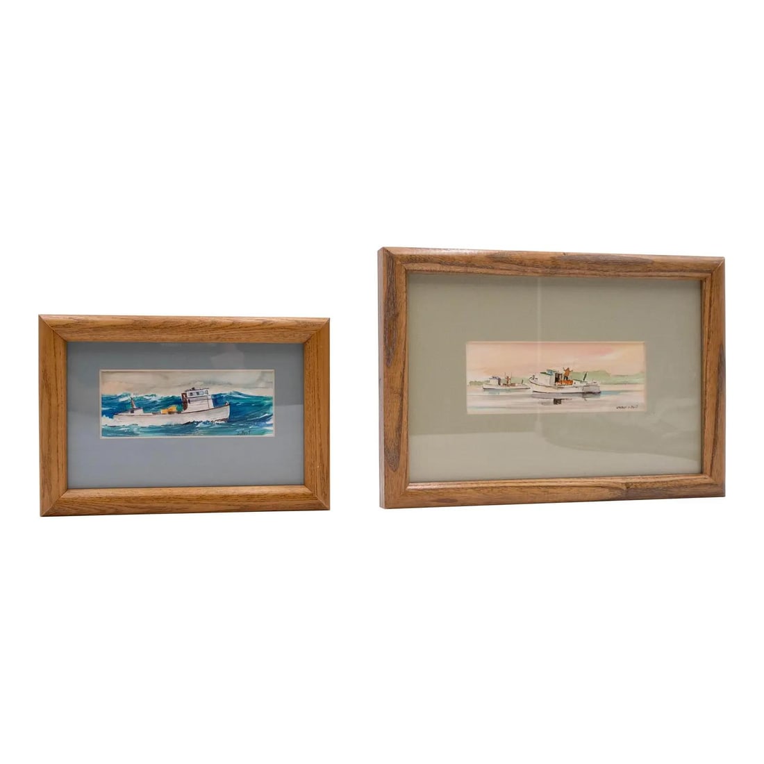 George D Post Pair of Nautical Watercolor Paintings Fishing Boats (1 of 10)