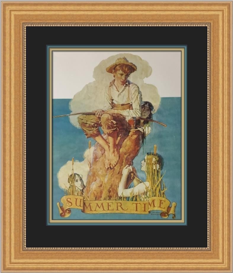 Norman Rockwell Summertime Custom Framed Art Print 20x18: Norman Rockwell Summertime Custom Framed Art Print 20x18 This stunning custom framed print titled 'Summertime' by renowned artist Norman Rockwell captures the essence of Americana. Produced in 1975, t