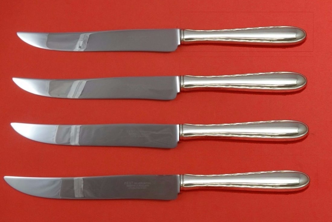 Towle Silver Flutes Sterling Silver Steak Knife Set 4pc Texas Sized (1 of 1)