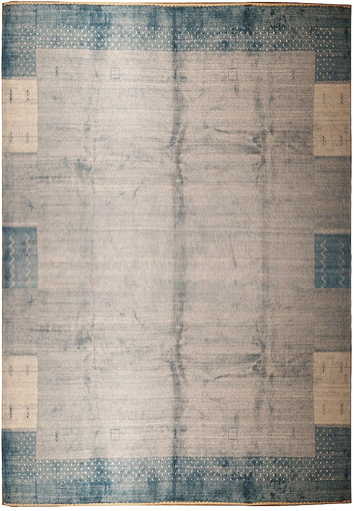 8 x 10 Handmade Blue Gray Wool Modern Gabbeh Area Rug India: 8 x 10 Handmade Blue Gray Wool Modern Gabbeh Area Rug India Free continental US Shipping Transform your living space with this exquisite 8 x 10 Modern Gabbeh Rug, handwoven in India from premium-quali