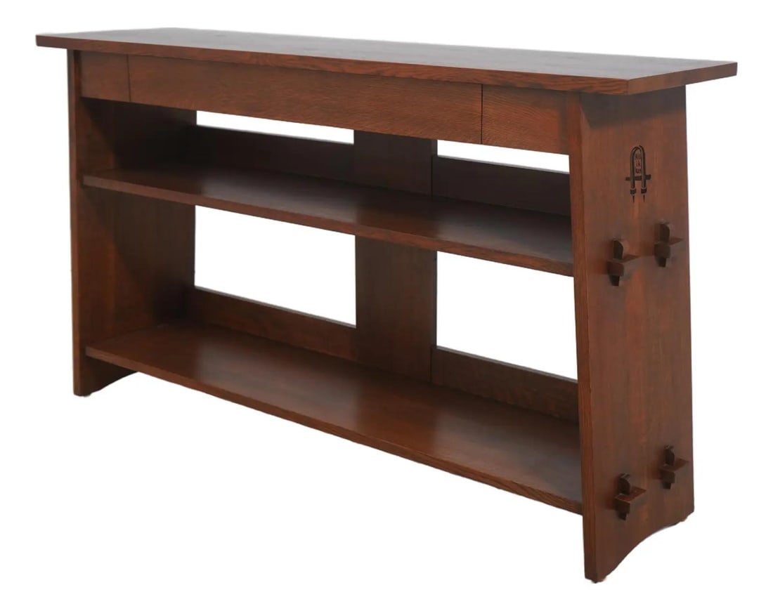 Mission Oak Console Bookcase Table With Drawer by Stickley Arts and Crafts (1 of 10)