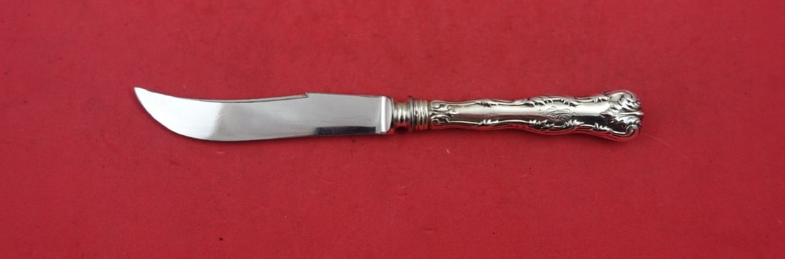 Dominick & Haff Victoria Sterling Silver Fruit Knife 6.5": Dominick & Haff Victoria Sterling Silver Fruit Knife 6.5" This exquisite fruit knife is part of the Victoria pattern by Dominick & Haff, crafted from sterling silver. It features a hollow handle paire