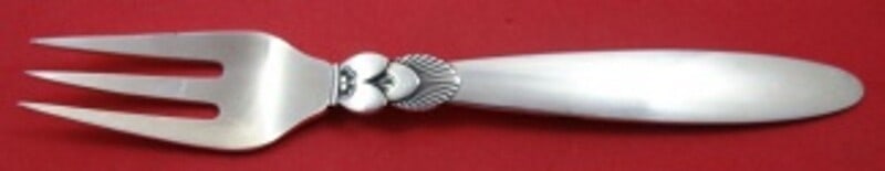 Georg Jensen Cactus Sterling Silver 3-Tine Fork 6 3/8" (1 of 2)
