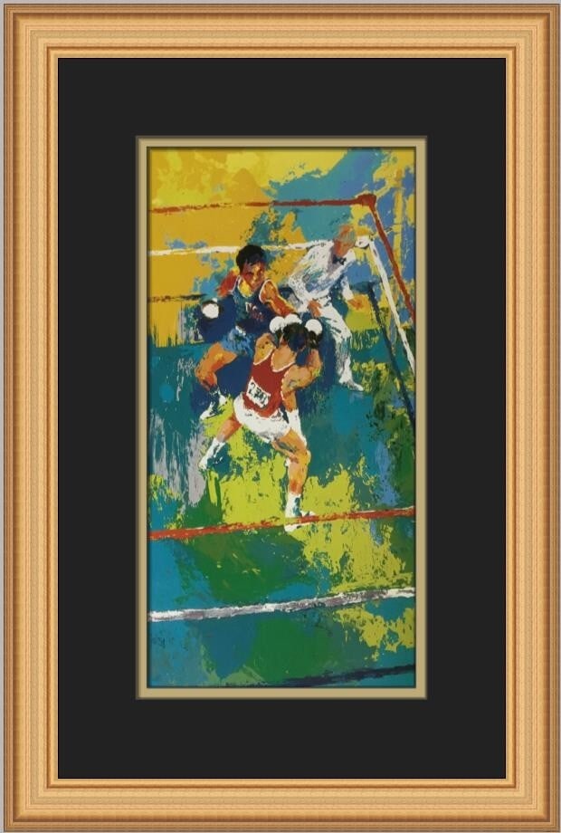 LeRoy Neiman Summer Olympic Boxing Custom Framed Print 1980: LeRoy Neiman Summer Olympic Boxing Custom Framed Print 1980 Celebrate the spirit of the Summer Olympics with this stunning custom framed print by renowned artist LeRoy Neiman. This medium-sized