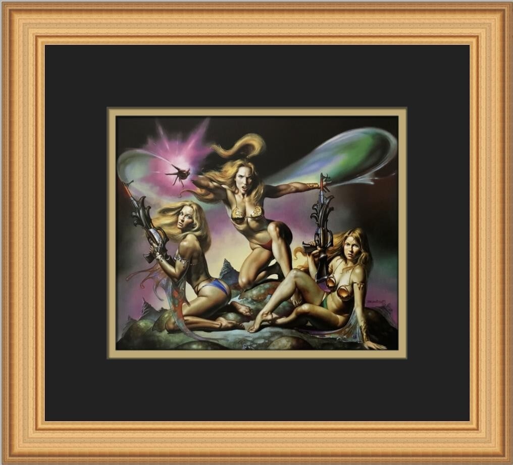 Boris Vallejo The Three Furies Custom Framed Fantasy Art Print: Boris Vallejo The Three Furies Custom Framed Fantasy Art Print This stunning custom framed print titled "The Three Furies" by renowned artist Boris Vallejo features captivating fantasy art in a realis