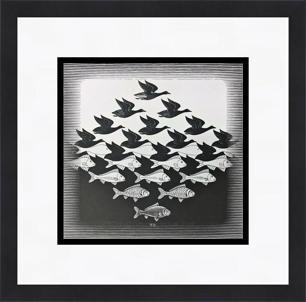 M.C. Escher Sky and Water I Framed Print Surrealism Art 16x16 (1 of 1)