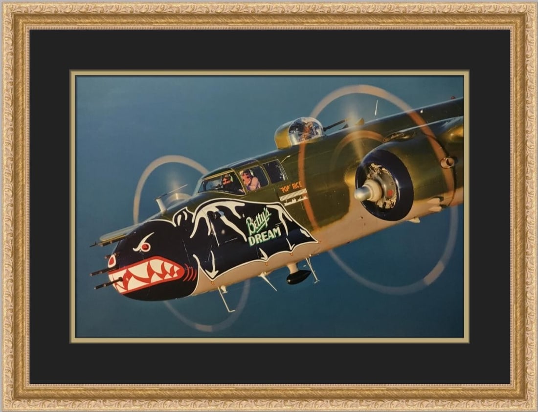 North American B-25J Mitchell Custom Framed Print by Philip Makanna: North American B-25J Mitchell Custom Framed Print by Philip Makanna This stunning custom framed print features the North American B-25J Mitchell, showcasing the beauty of aviation art in a realistic s