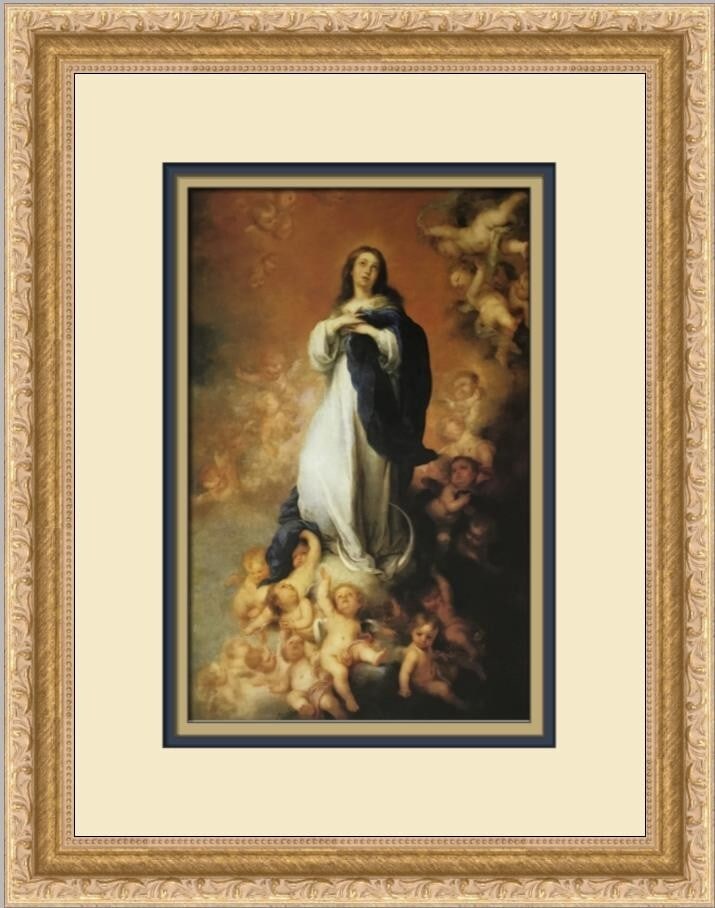 Bartolome Esteban Murillo Our Lady Immaculate Conception Framed Print: Bartolome Esteban Murillo Our Lady Immaculate Conception Framed Print This exquisite custom framed print features Bartolome Esteban Murillo's renowned artwork, 'Our Lady The Immaculate Conception.' Me