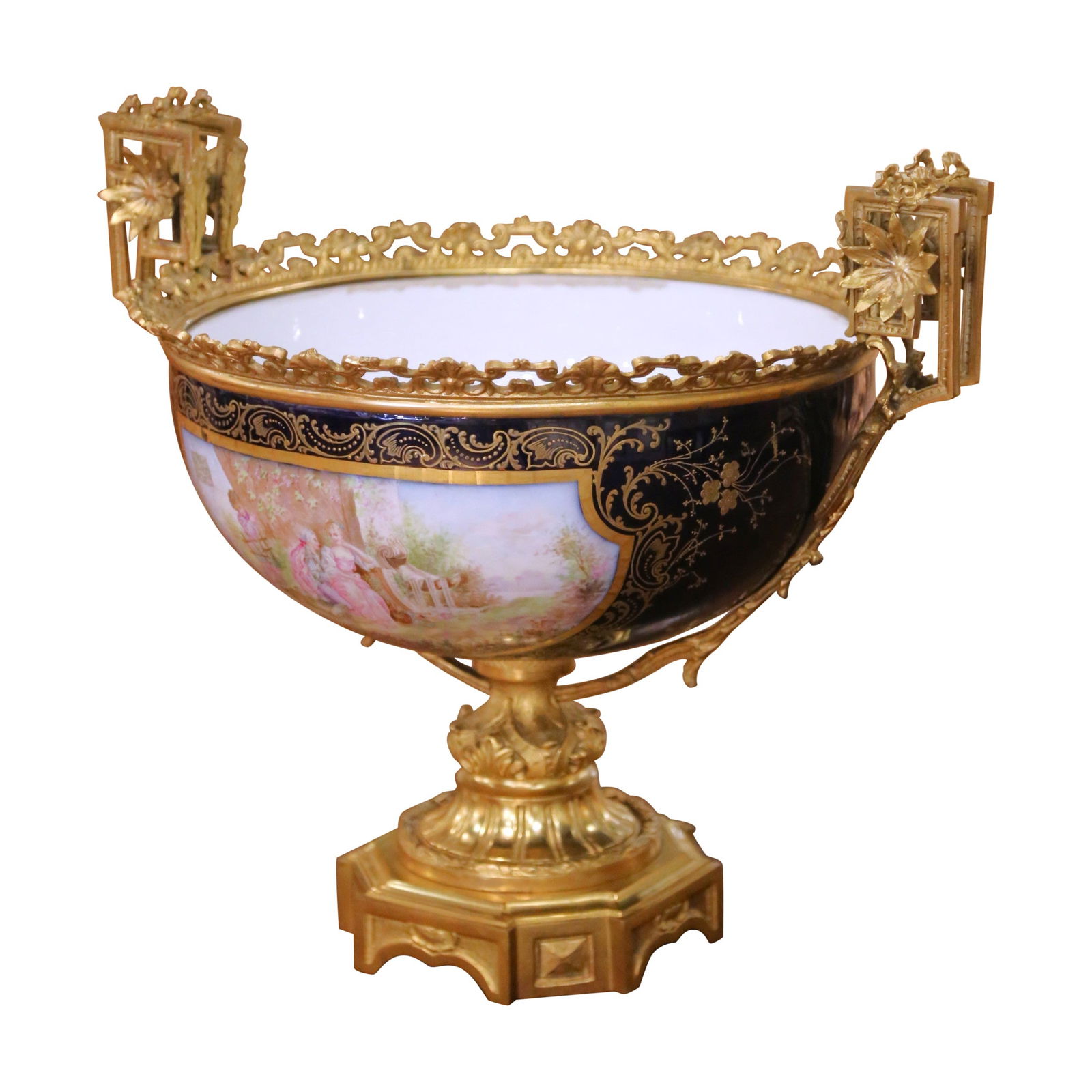 Louis XVI Style French Bronze and Porcelain Jardiniere with Pastoral Scenes (1 of 11)