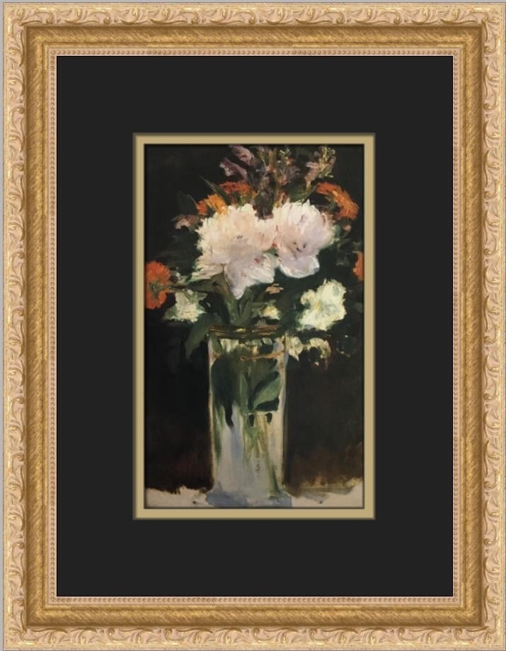 Claude Monet Flower Bouquet Custom Framed Print 1986 Impressionism 13 x 11: Claude Monet Flower Bouquet Custom Framed Print 1986 Impressionism 13 x 11 This exquisite print features Claude Monet's renowned 'Flower Bouquet,' showcasing a vibrant bouquet of peonies. Custom frame