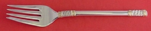 Wallace Aegean Weave Gold Sterling Silver Cold Meat Fork 8 5/8": Wallace Aegean Weave Gold Sterling Silver Cold Meat Fork 8 5/8" Elevate your dining experience with this exquisite Aegean Weave Gold serving fork by Wallace. Crafted from high-quality sterling silver,