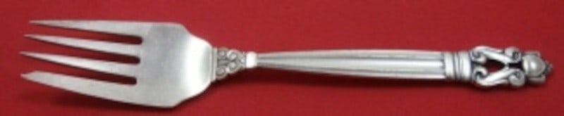 Georg Jensen Acorn Sterling Silver Salad Fork 4-Tine GI/GJ Mark 5 3/4in (1 of 2)