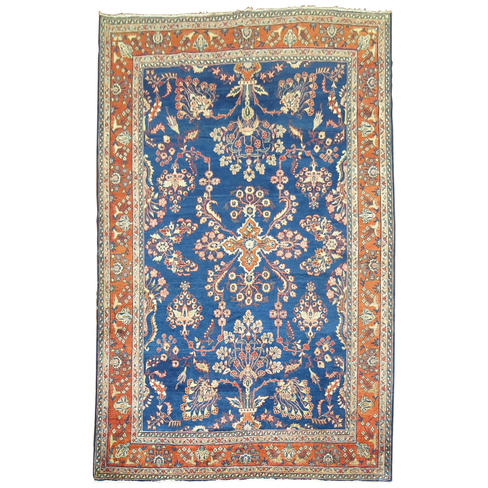 Royal Blue Antique Mohajeran Persian Sarouk Rug 85 x 126 Hand-Woven Late 19th Century (1 of 9)