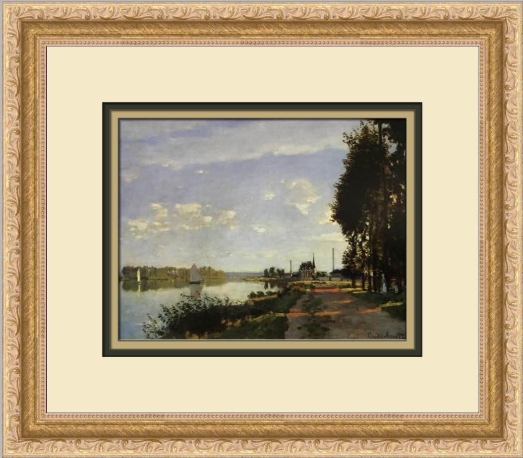 Claude Monet Argenteuil Custom Framed Landscape Print 12x14: Claude Monet Argenteuil Custom Framed Landscape Print 12x14 This exquisite custom framed print titled "Argenteuil" by renowned artist Claude Monet showcases a beautiful landscape scene. Measuring 12 i