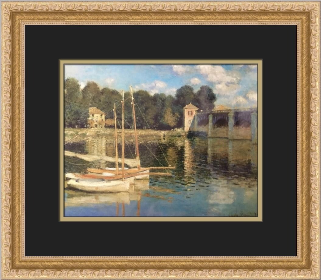 Claude Monet The Bridge of Argenteuil Custom Framed Art Print: Claude Monet The Bridge of Argenteuil Custom Framed Art Print This stunning custom framed print of Claude Monet's "The Bridge of Argenteuil" captures the essence of Impressionism with its vivid colors