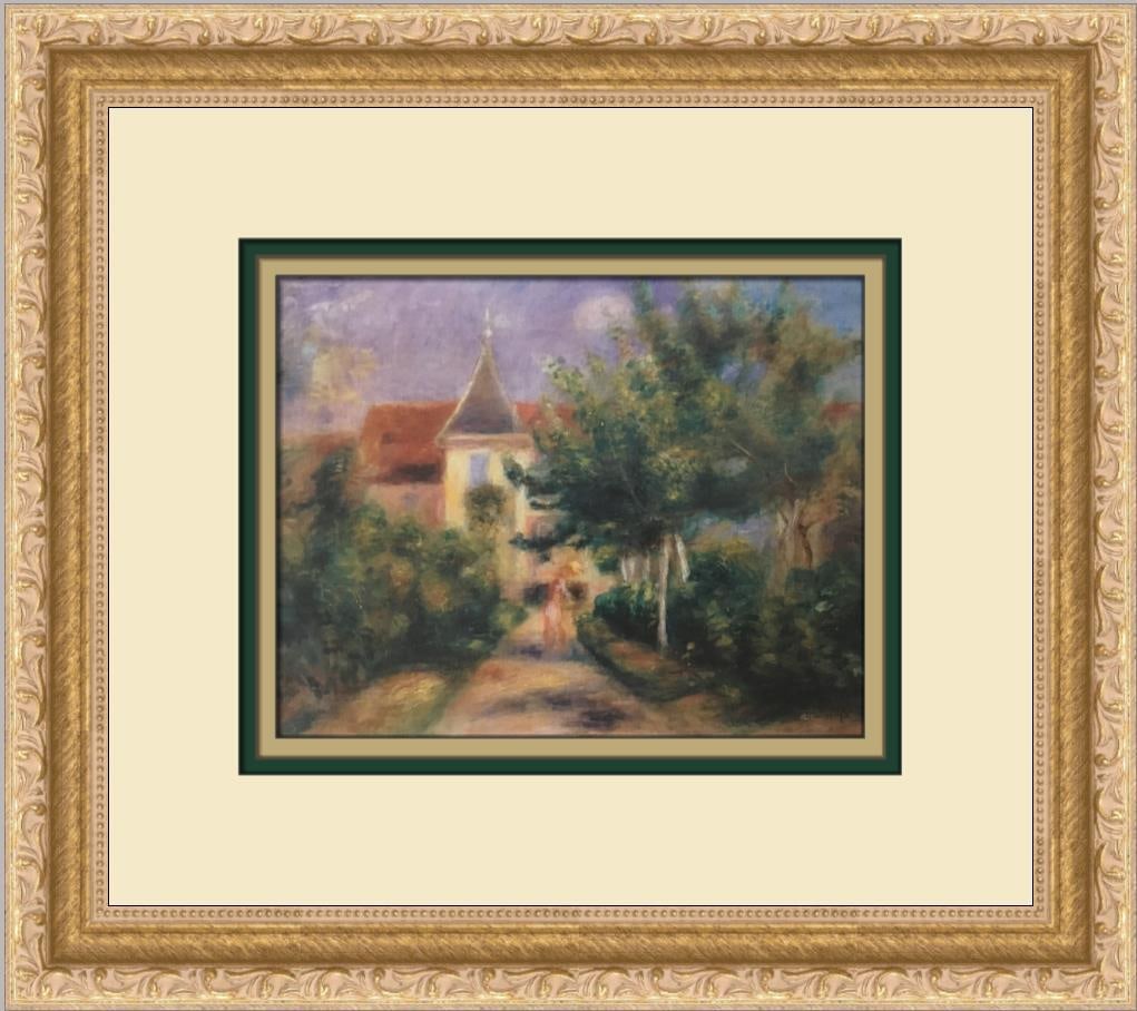 Renoir La Maison d' Essoyes Custom Framed Offset Lithograph Art Print: Renoir La Maison d' Essoyes Custom Framed Offset Lithograph Art Print This beautifully custom framed print features Pierre-Auguste Renoir's "La Maison d' Essoyes," showcasing a delightful expressionis