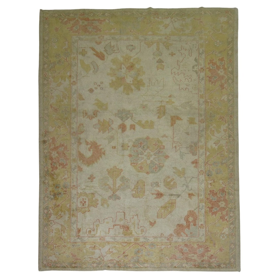 Hand-Woven Vintage Inspired Angora Oushak Rug 75 x 102 in Turkey: Hand-Woven Vintage Inspired Angora Oushak Rug 75 x 102 in Turkey Discover the charm of this Vintage Inspired Angora Oushak, a stunning piece that brings an old-world feel to your space. Hand-woven fro