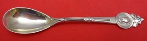 Gorham Medallion Sterling Silver Egg Spoon 4 3/4 Inch Monogrammed: Gorham Medallion Sterling Silver Egg Spoon 4 3/4 Inch Monogrammed This exquisite egg spoon features the iconic Medallion pattern by Gorham, crafted from high-quality sterling silver. Measuring 4 3/4 i