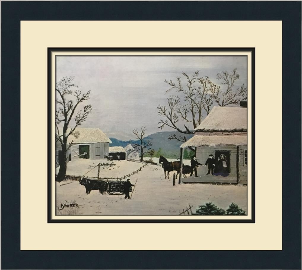 Grandma Moses Home For Thanksgiving Custom Framed Folk Art Print: Grandma Moses Home For Thanksgiving Custom Framed Folk Art Print Celebrate the warmth of the season with this beautiful custom framed print titled 'Home For Thanksgiving' by renowned folk artist Grand