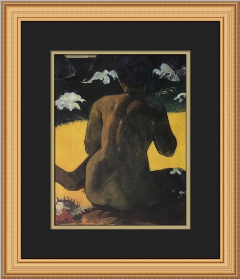 Paul Gauguin Woman by the Sea Custom Framed Print 1982 Impressionism: Paul Gauguin Woman by the Sea Custom Framed Print 1982 Impressionism This exquisite custom framed print titled "Woman by the Sea" features the iconic artwork of Paul Gauguin. Created in 1982, the piec