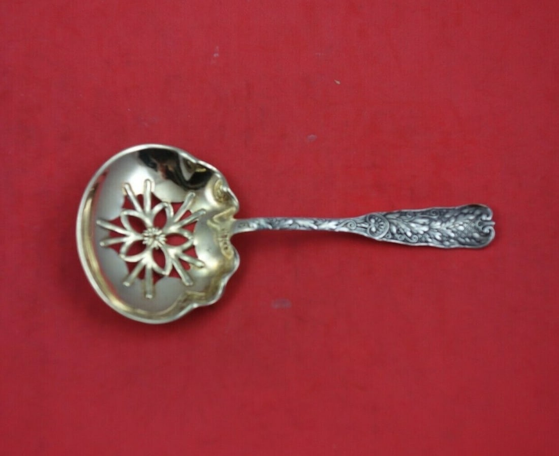 Gorham Saint Cloud Sterling Silver Nut Spoon 4.5 inches Gold Washed Flower (1 of 3)