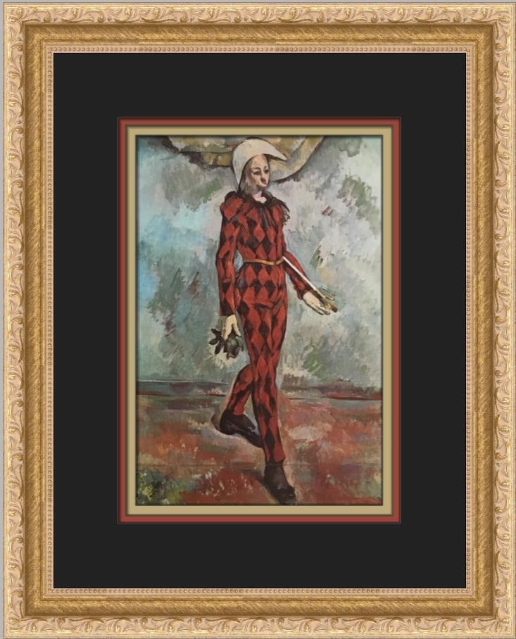 Paul Cezanne Harlequin Custom Framed Impressionist Print 15 x 12: Paul Cezanne Harlequin Custom Framed Impressionist Print 15 x 12 This exquisite custom framed print features Paul Cezanne's iconic work titled "Harlequin," showcasing the artist's signature Impression