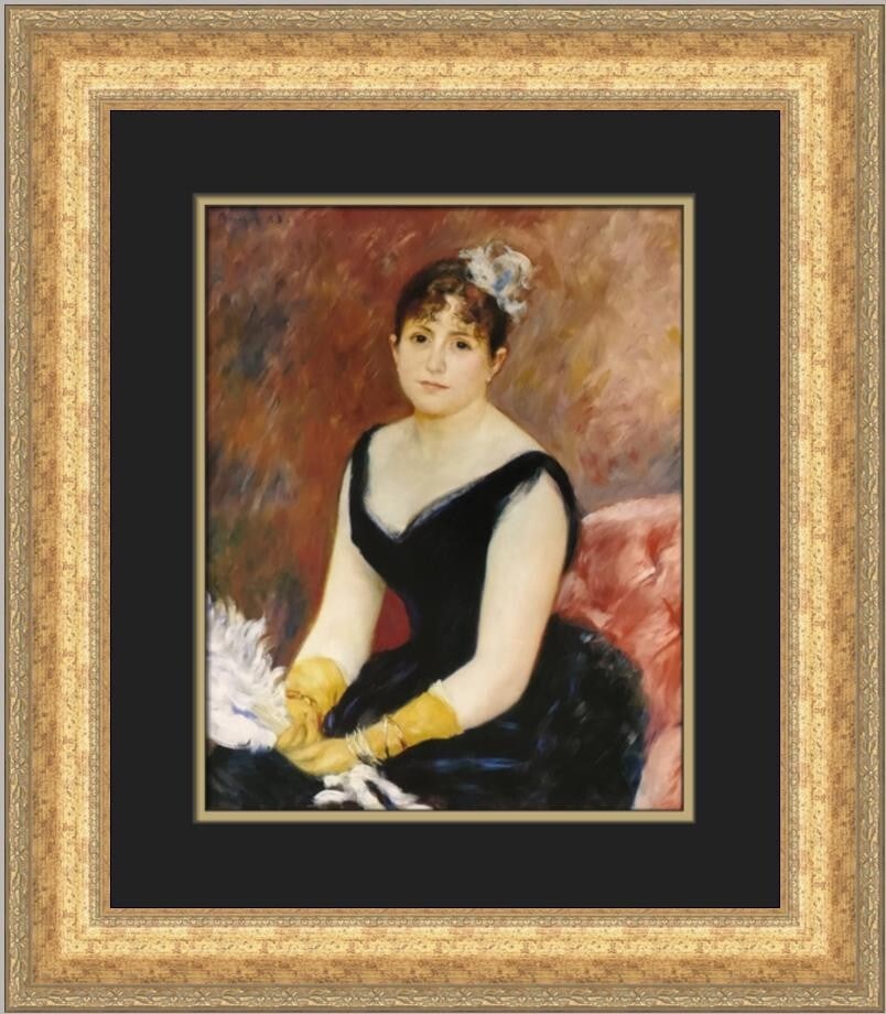 Pierre-Auguste Renoir Portrait of Madame Clapisson Custom Framed Art Print: Pierre-Auguste Renoir Portrait of Madame Clapisson Custom Framed Art Print This stunning custom framed print features Pierre-Auguste Renoir's renowned work, "Portrait of Madame Clapisson." Measuring 2