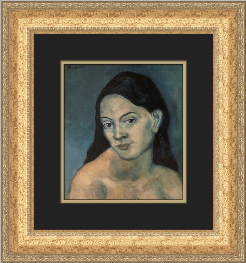 Pablo Picasso Head of a Woman Custom Framed Art Print: Pablo Picasso Head of a Woman Custom Framed Art Print This stunning custom framed print features Pablo Picasso's "Head of a Woman," showcasing the artist's unique expressionist and impressionist style