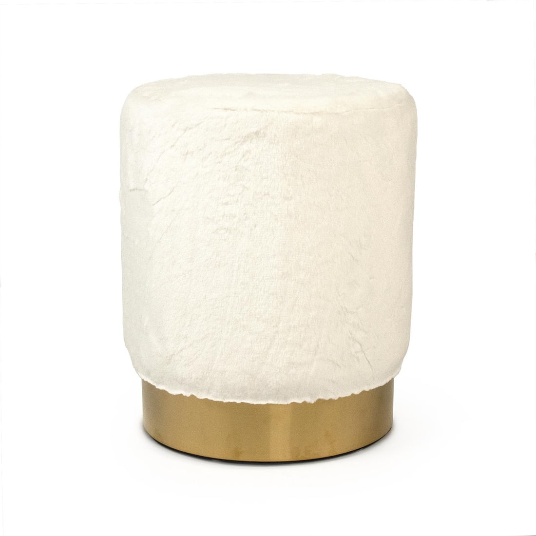 Zentique Chic White Faux Fur Velvet Ottoman Contemporary Stool (1 of 4)